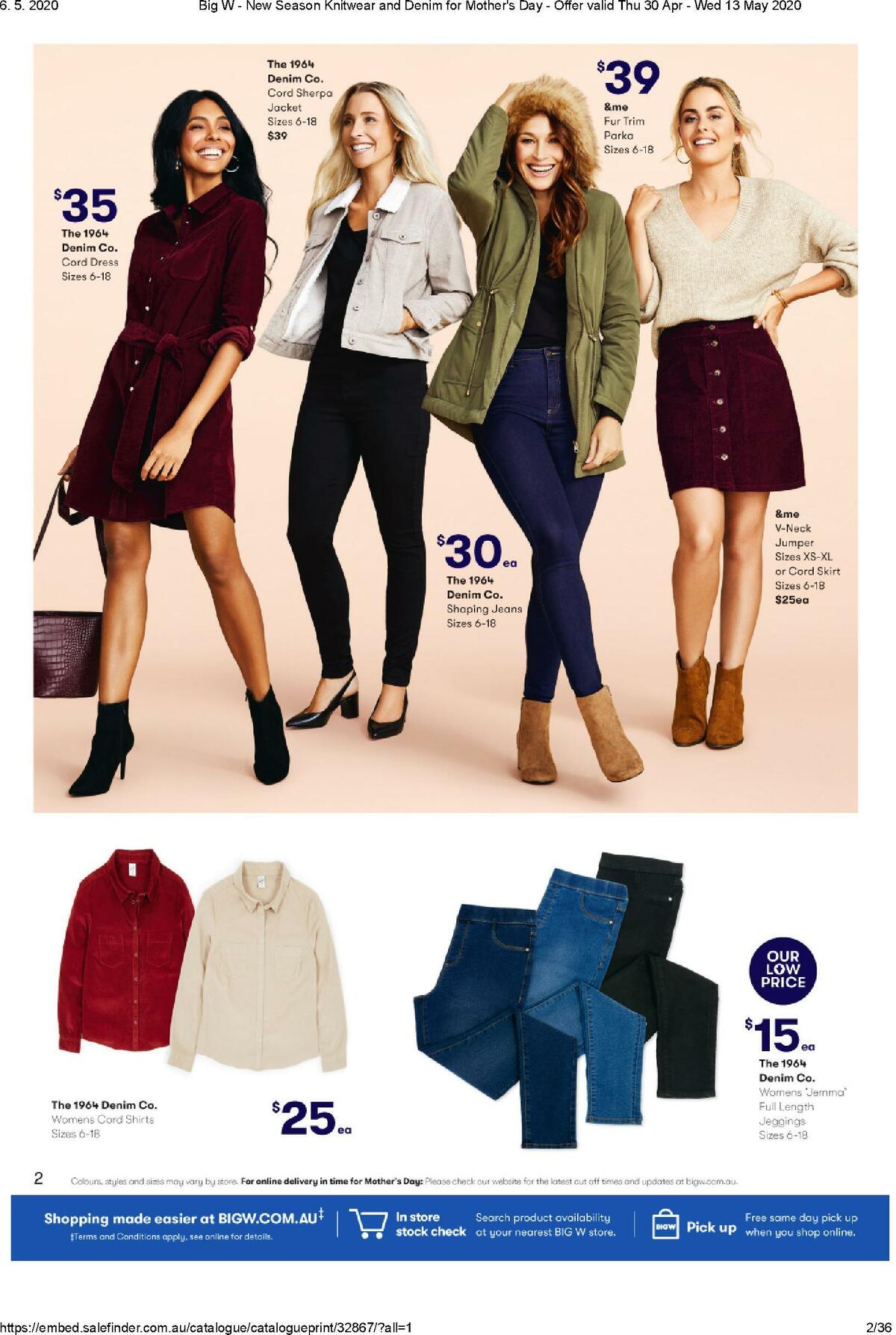 Big W New Season Knitwear and Denim for Mother's Day Catalogues from 30 April