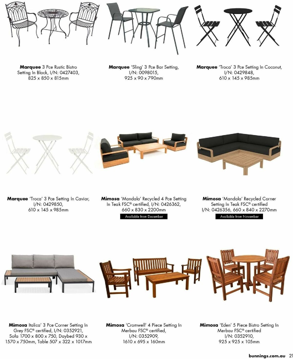 Bunnings Warehouse Outdoor Living Range Catalogues from 7 September