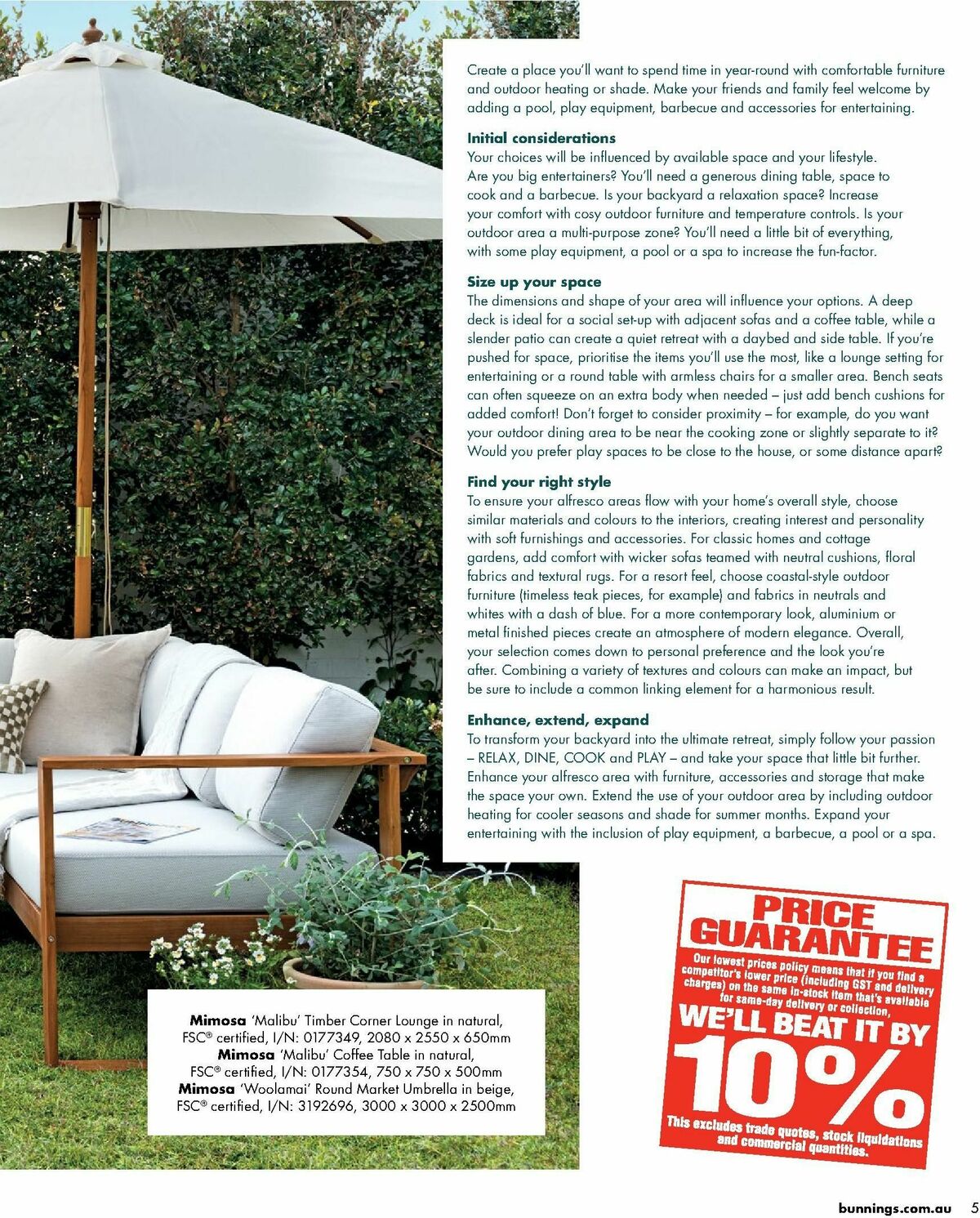 Bunnings Warehouse Outdoor Living Range Catalogues from 7 September