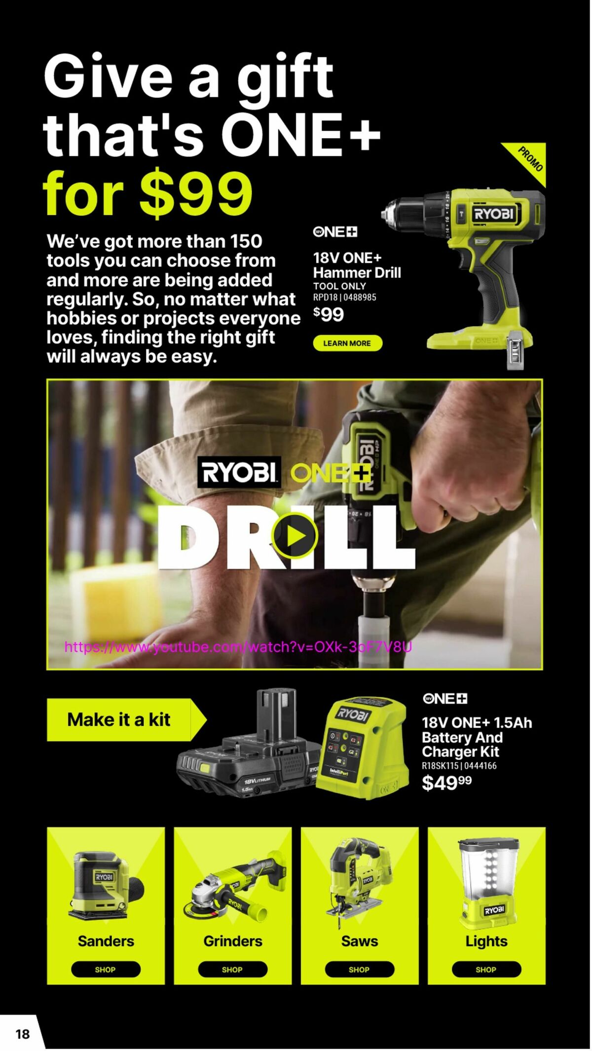 Bunnings Warehouse Christmas Made By Ryobi One+ Catalogues from 19 November