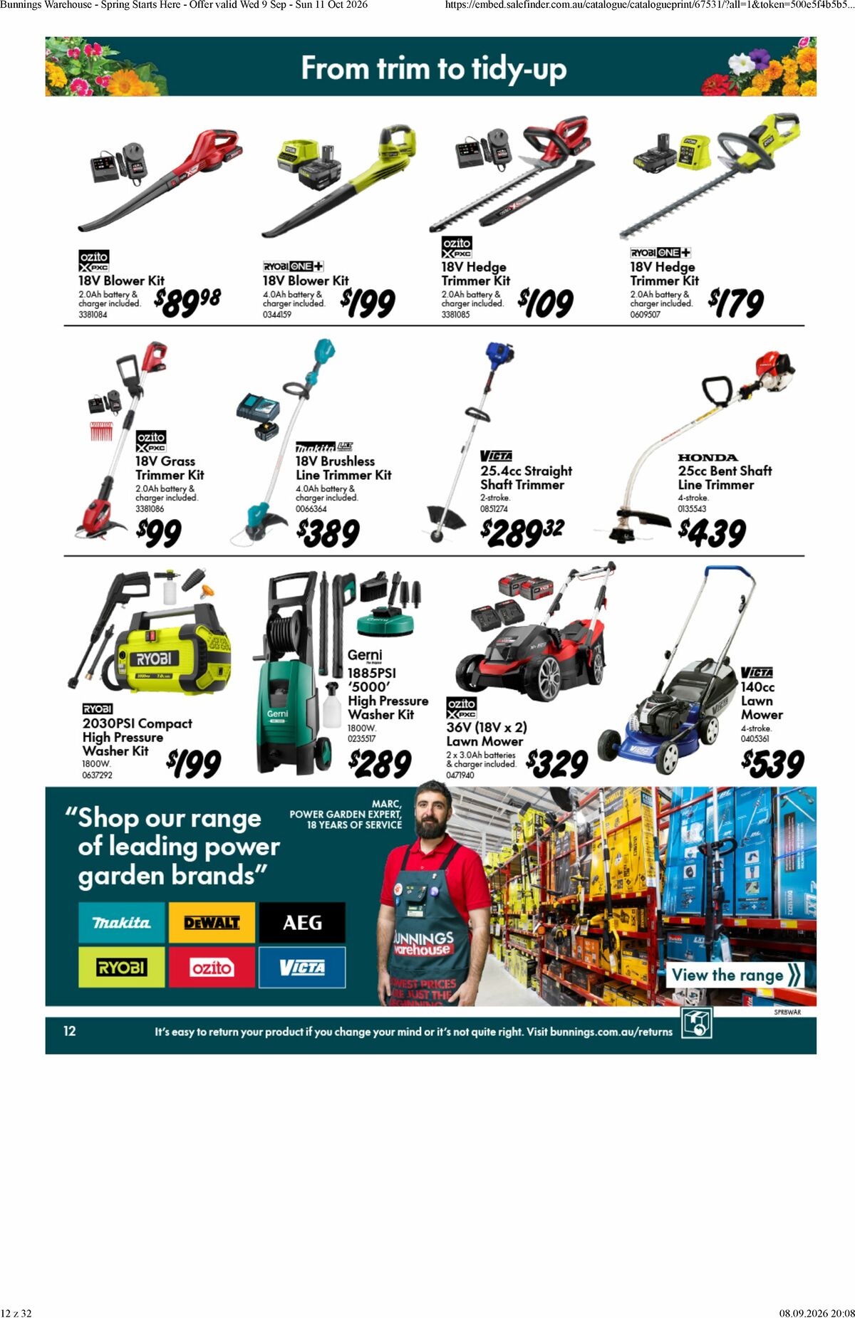 Bunnings Warehouse Catalogues from 9 September