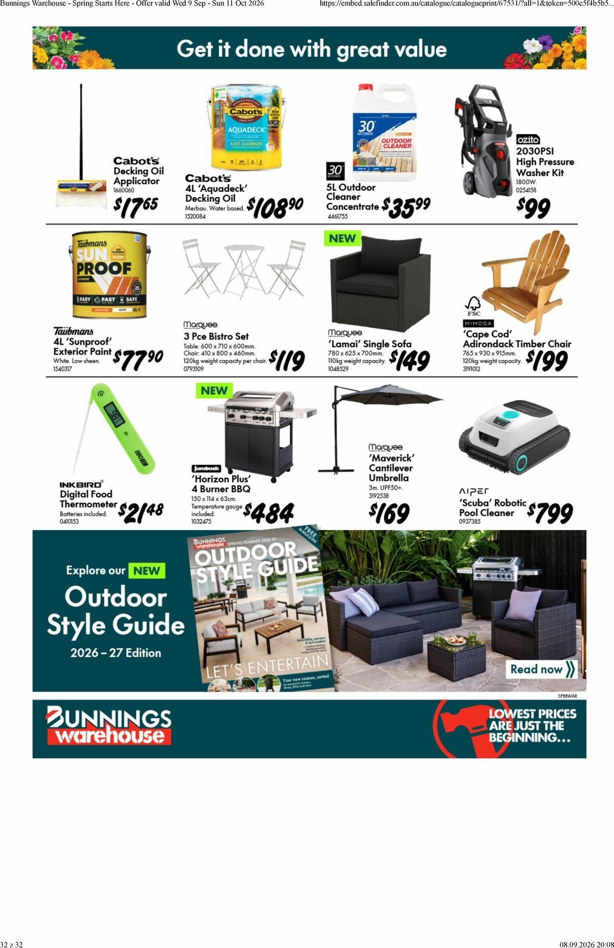 Bunnings Warehouse Catalogues from 9 September