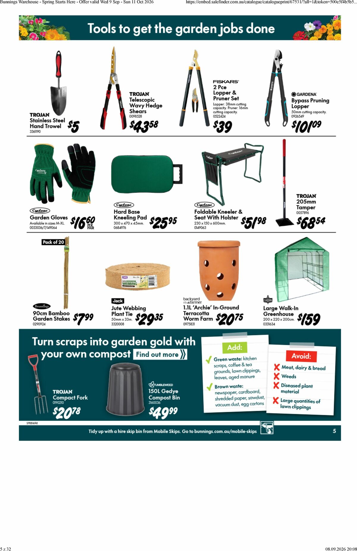 Bunnings Warehouse Catalogues from 9 September