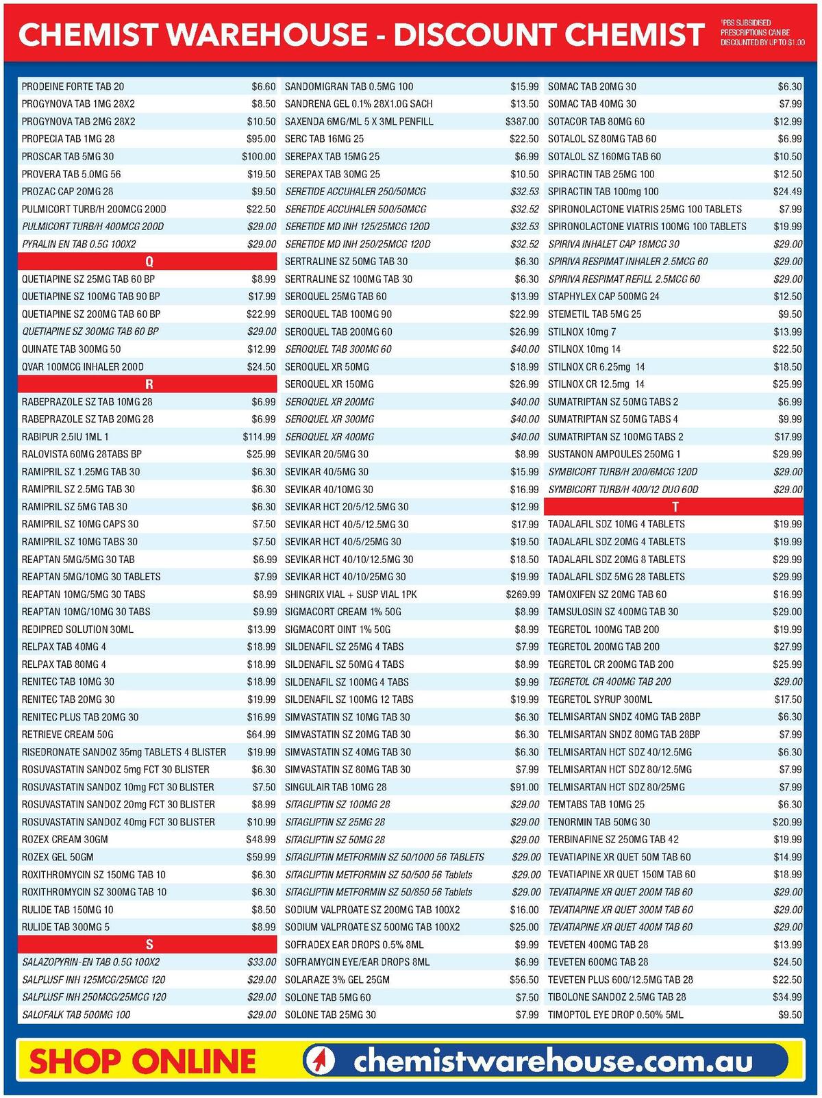 Chemist Warehouse Discounted! Prescriptions Catalogues from 4 April