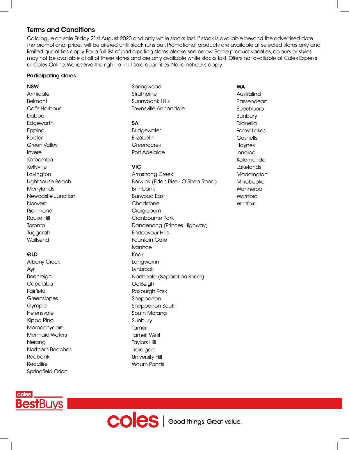 Coles Best Buys Catalogues from 21 August