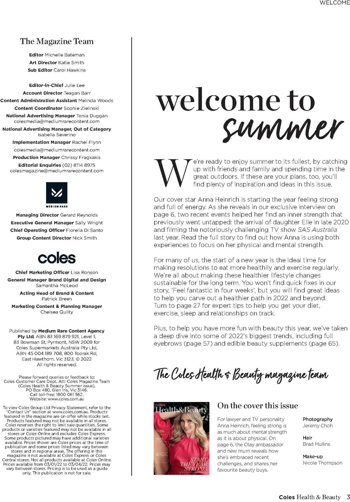 Coles Health & Beauty Magazine Summer Catalogues from 1 December