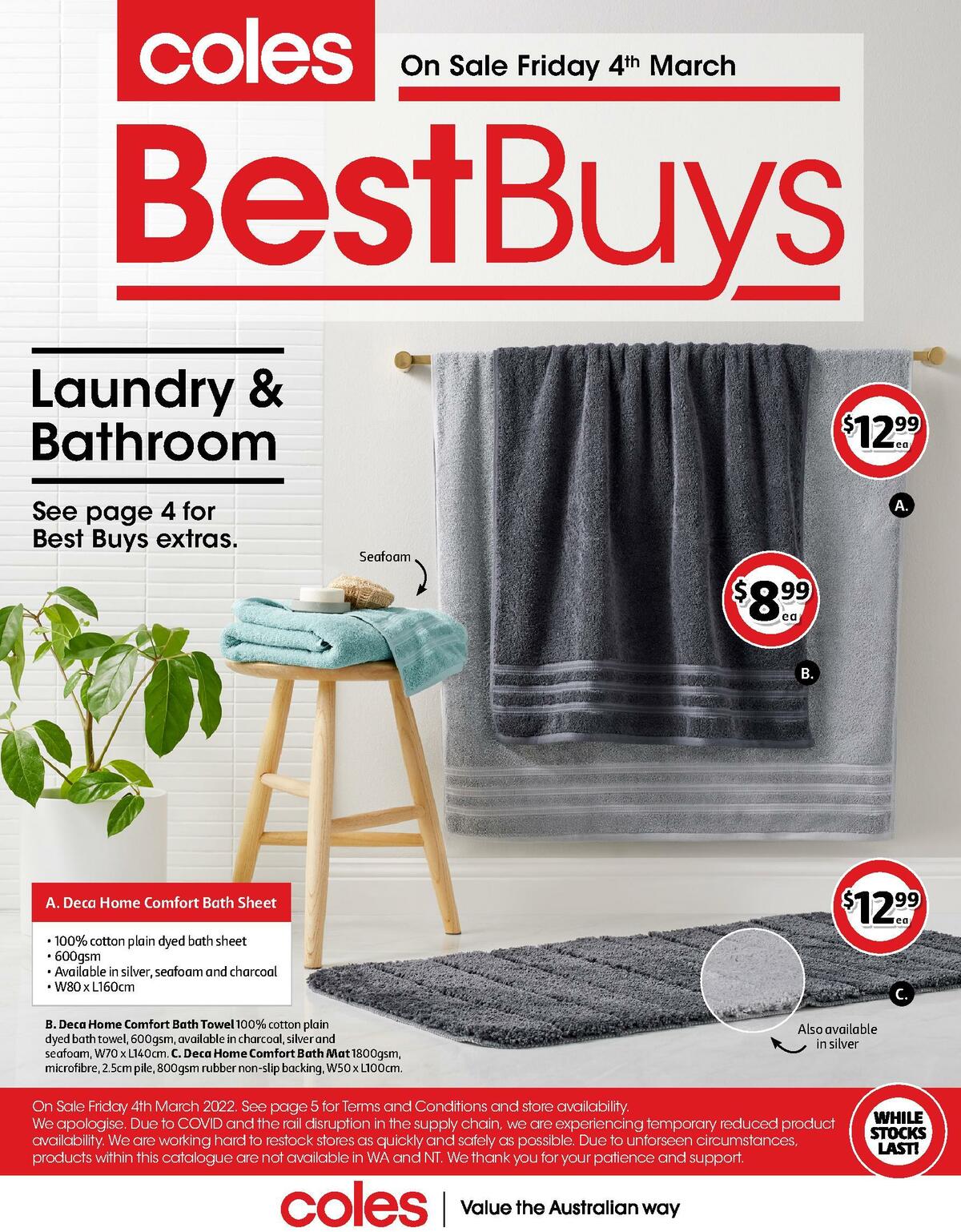 Coles Best Buys - Laundry & Bathroom Catalogues from 4 March