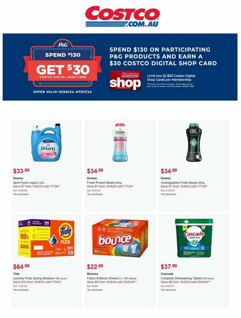 Costco P&G Shop Card Promotion Warehouse Items Catalogues from 10 June