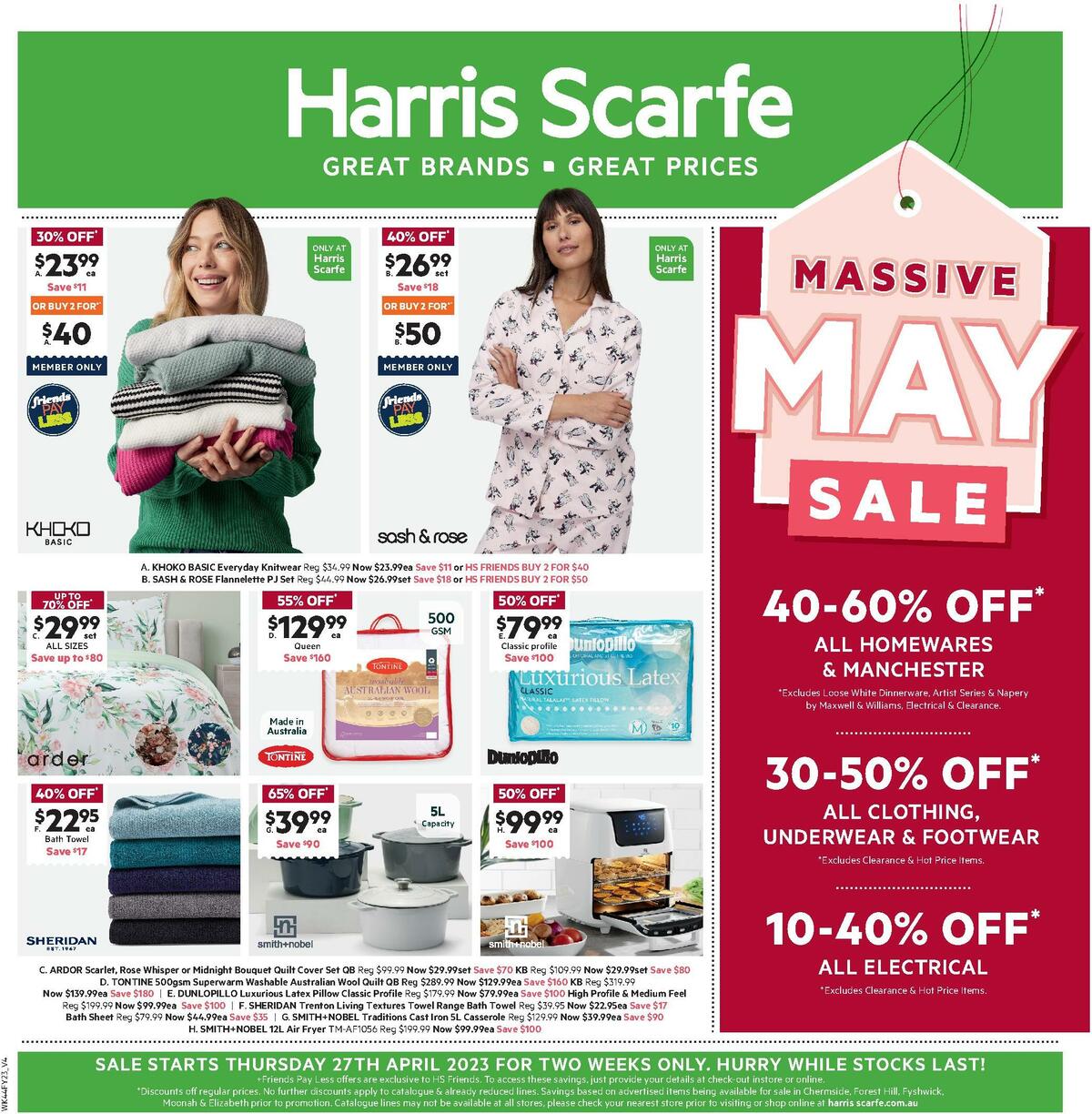 Harris Scarfe Catalogues from 27 April