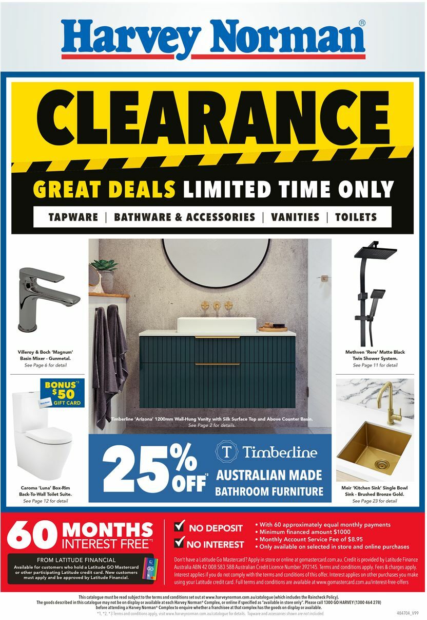 Harvey Norman Bathroom and Tiles January Catalogues from 6 January