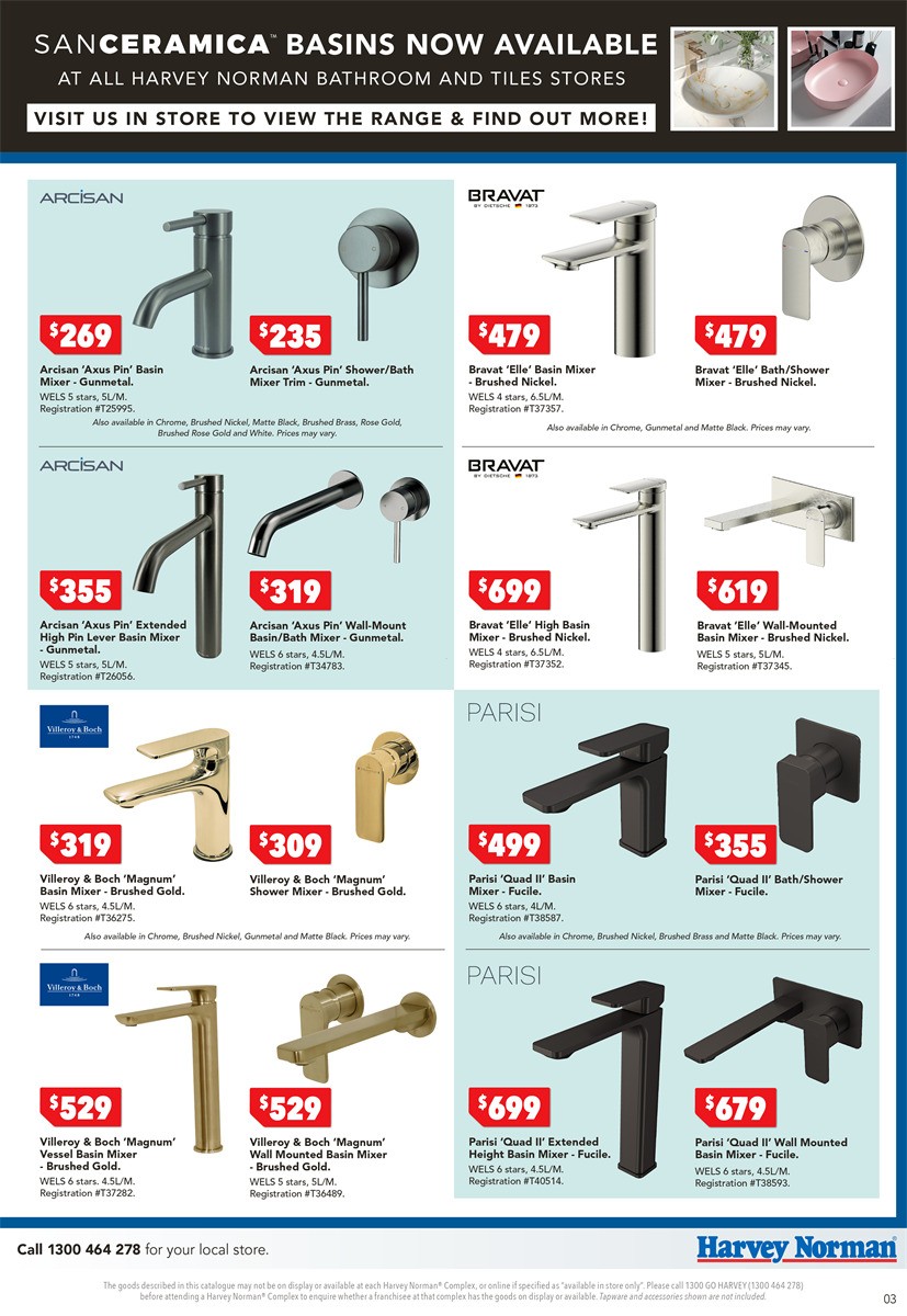 Harvey Norman Bathroom and Tiles February Catalogues from 8 February