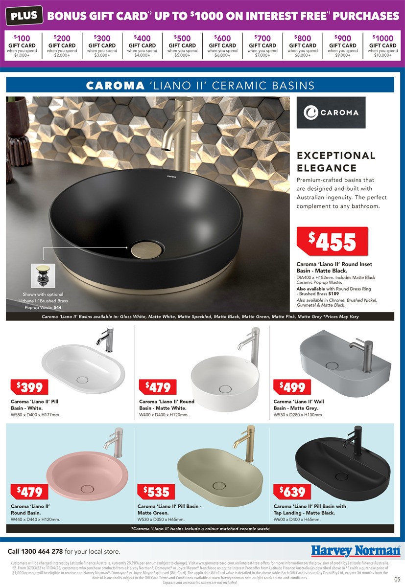 Harvey Norman March Bathroom & Tiles Catalogues from 9 March
