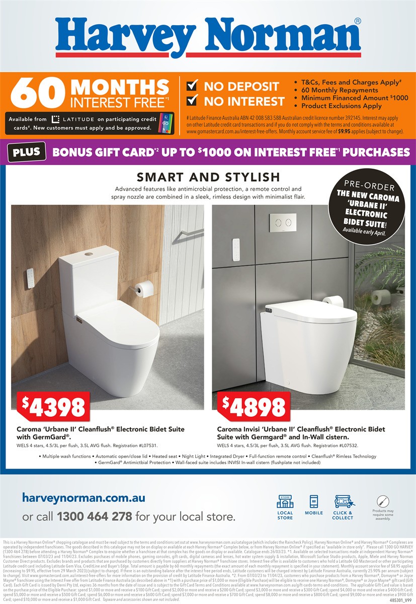 Harvey Norman March Bathroom & Tiles Catalogues from 9 March