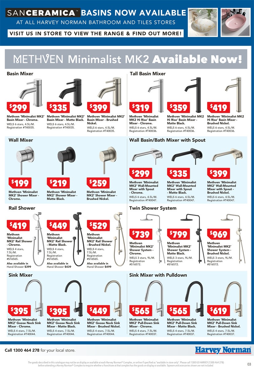 Harvey Norman Bathroom and Tiles Catalogues from 5 April