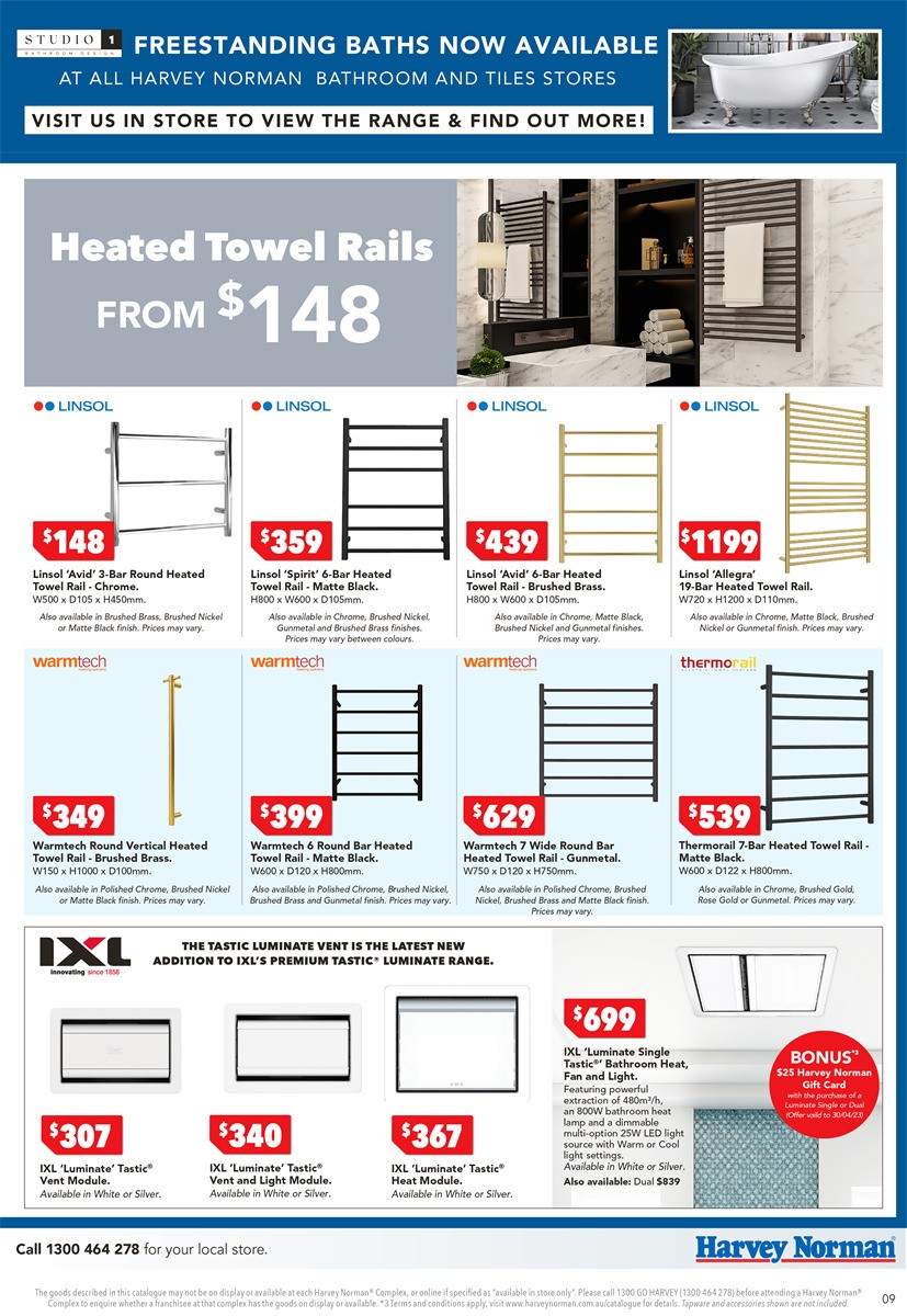 Harvey Norman Bathroom and Tiles Catalogues from 5 April