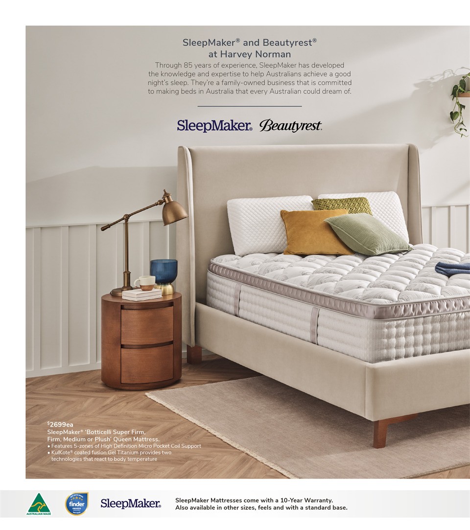 Harvey Norman Sleep Soundly on an Australian Made Mattress Catalogues from 17 April