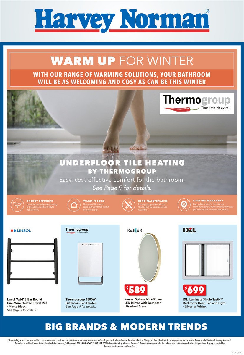 Harvey Norman May Bathroom and Tiles (Heating) Catalogues from 8 May