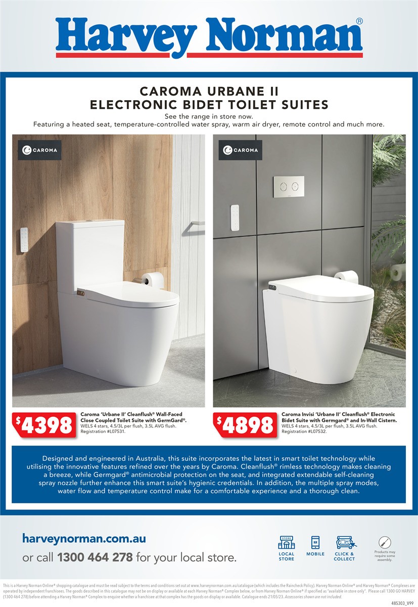 Harvey Norman May Bathroom and Tiles (Heating) Catalogues from 8 May