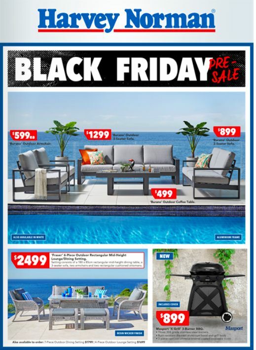 Harvey Norman Black Friday Pre-Sale Outdoor Furniture Catalogues from 17 November