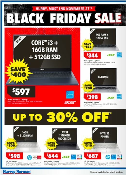 Harvey Norman Computers Black Friday Catalogues from 20 November