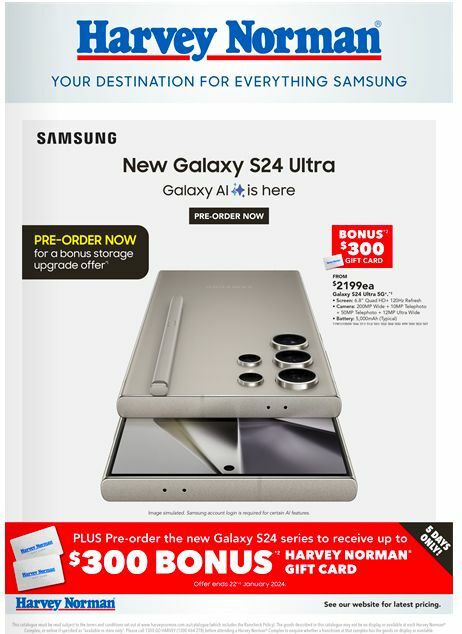Harvey Norman Samsung Galaxy Launch Catalogues from 18 January