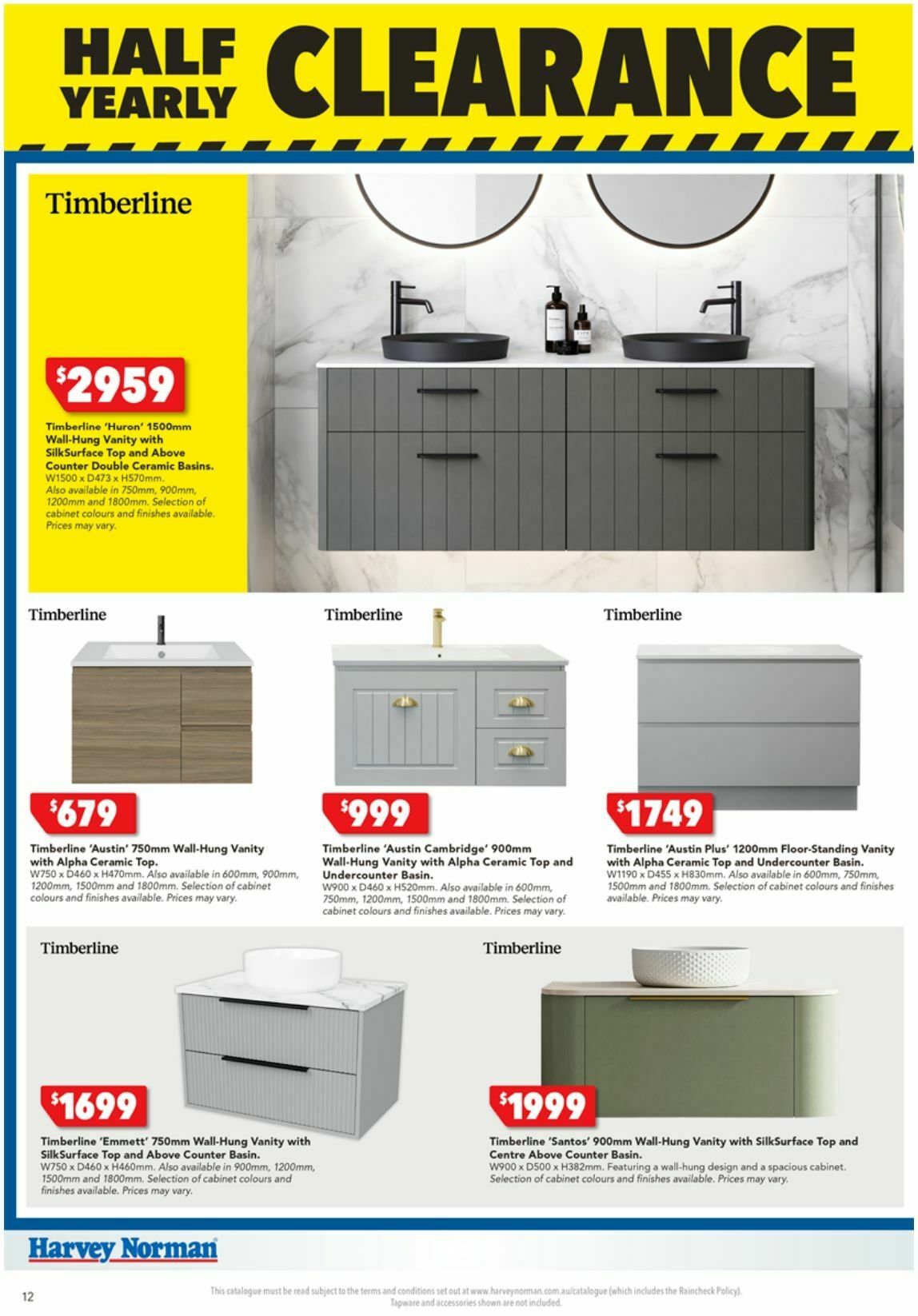 Harvey Norman Bathroom Clearance Catalogues from 25 December
