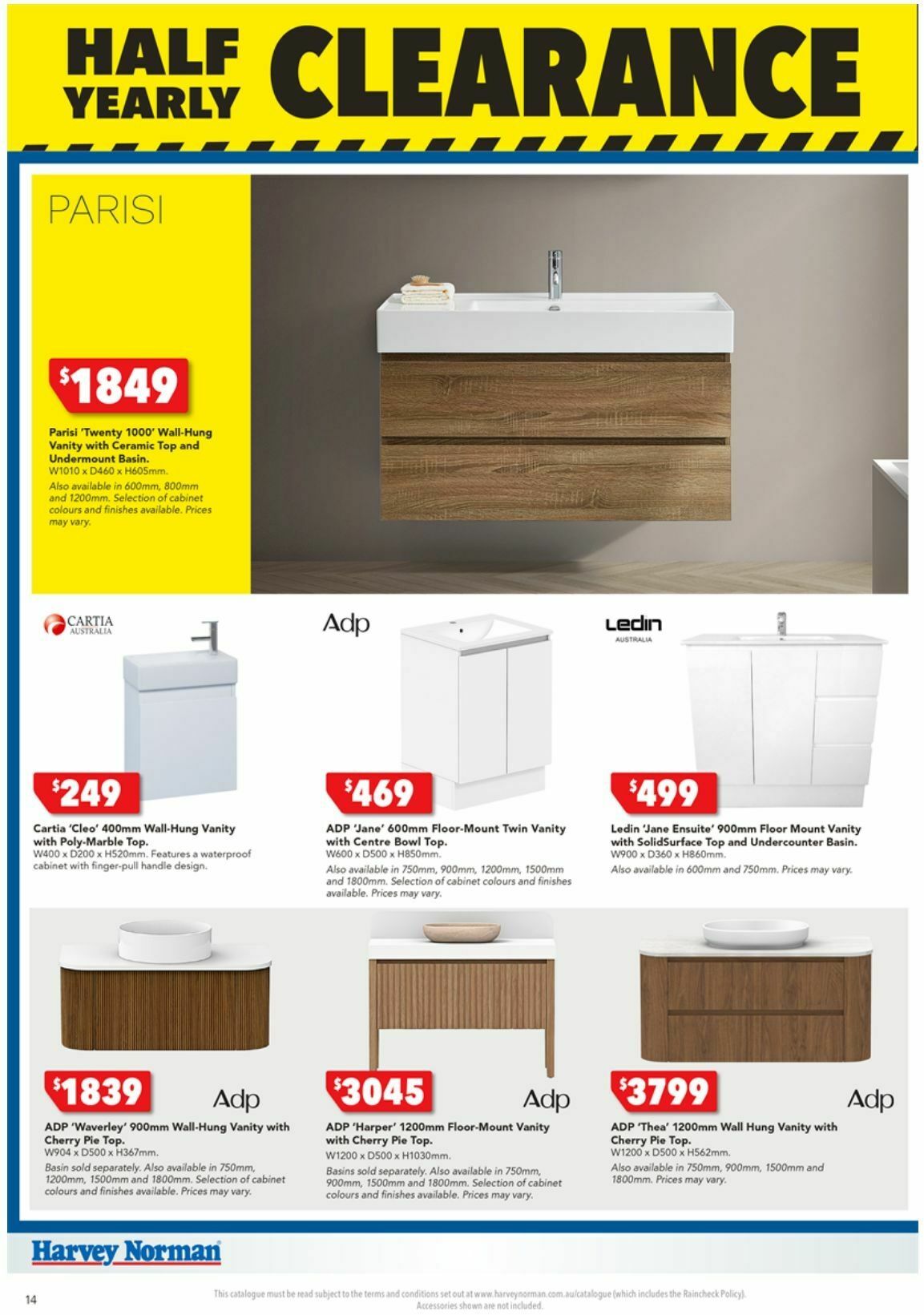 Harvey Norman Bathroom Clearance Catalogues from 25 December