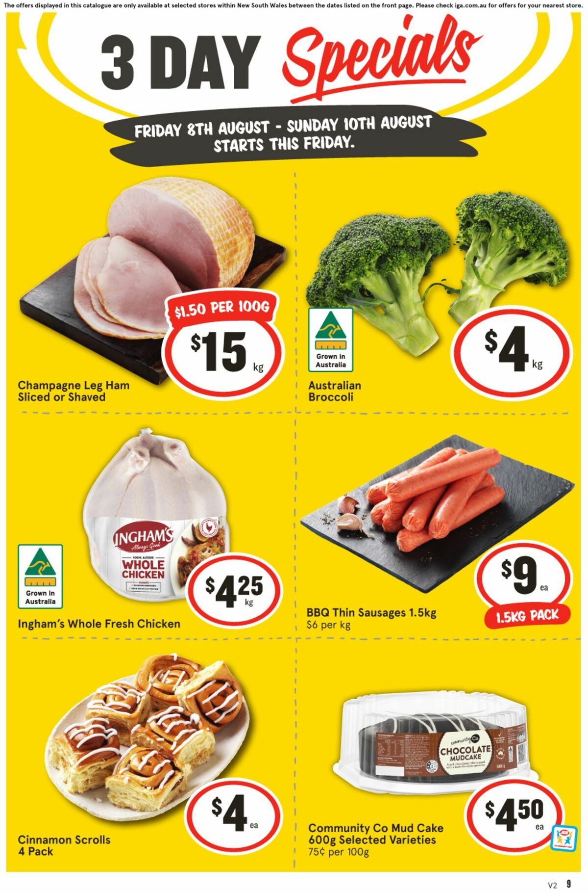 IGA 3 Day Specials Catalogues from 8 August