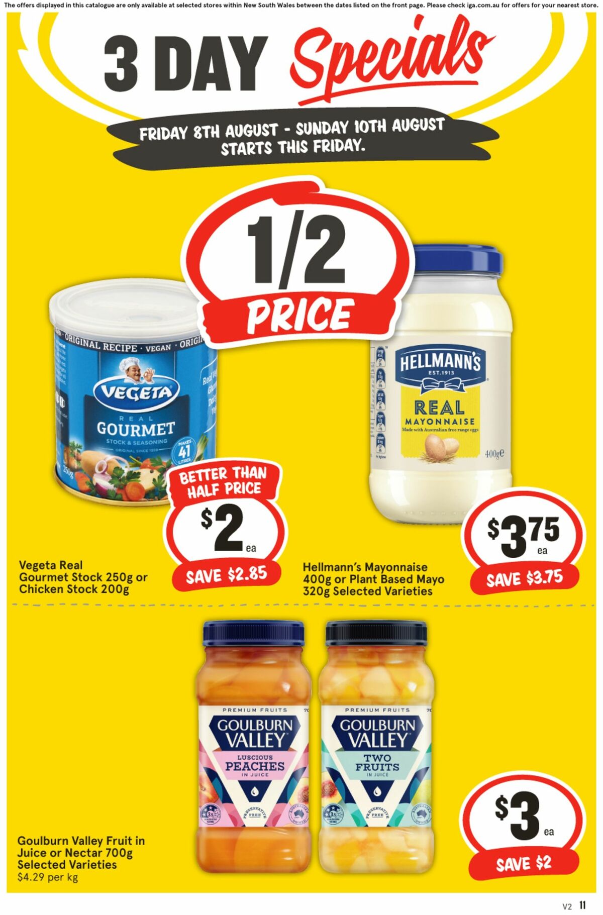 IGA 3 Day Specials Catalogues from 8 August