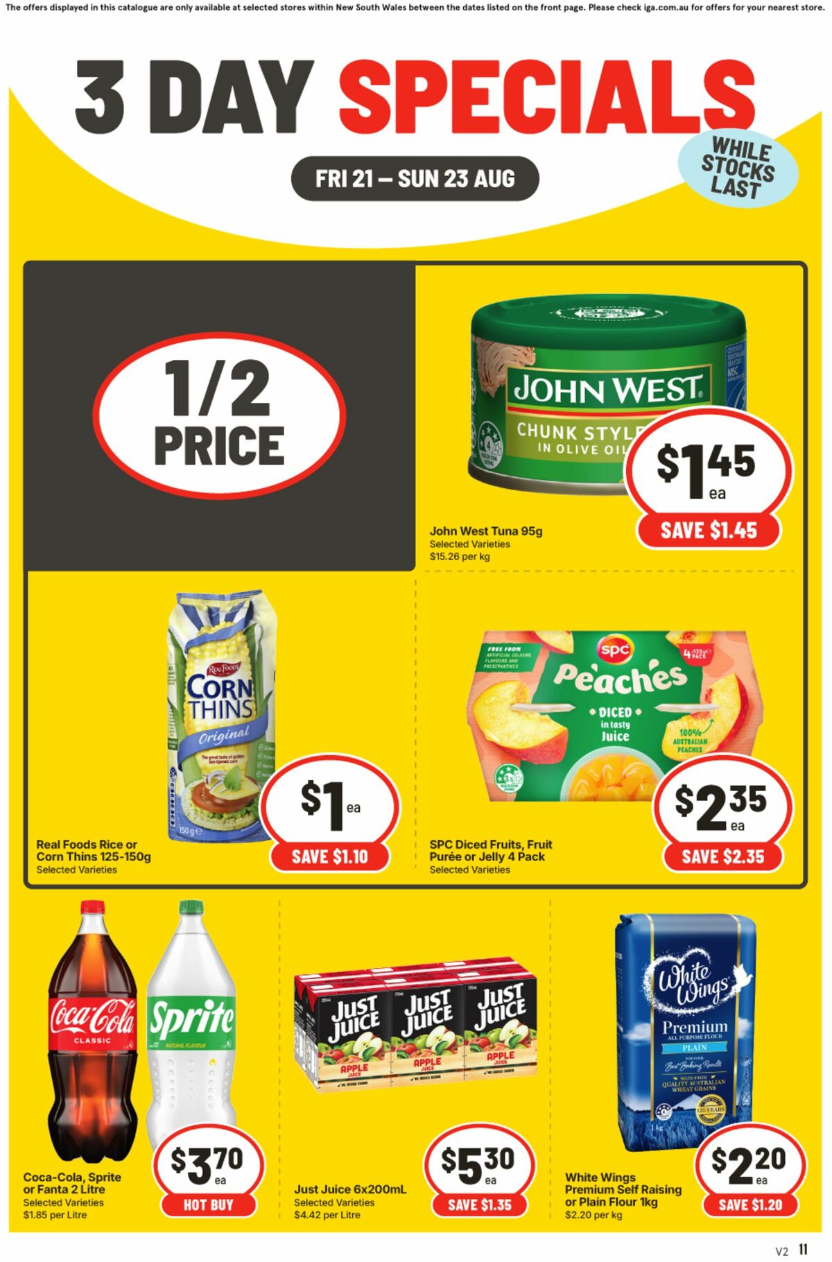 IGA 3 Day Specials Catalogues from 21 August