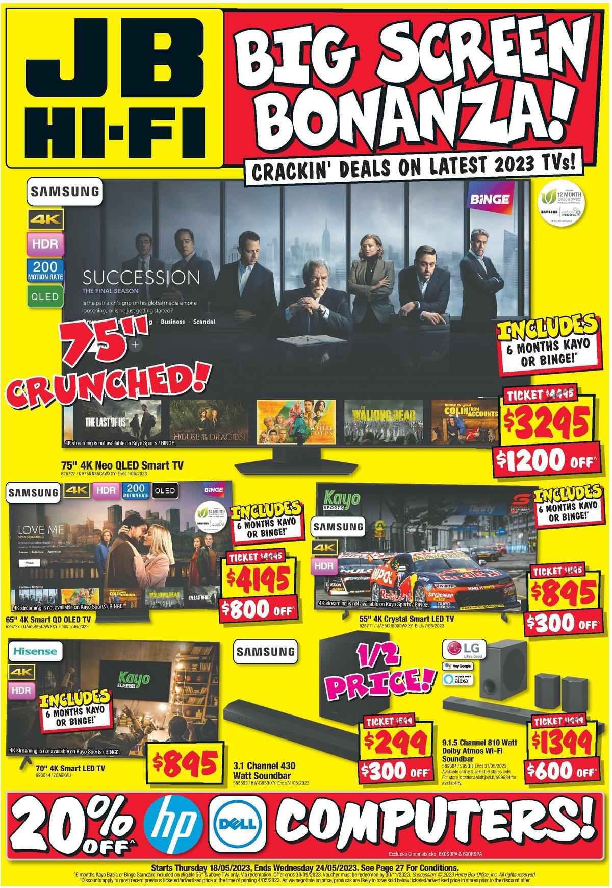 JB Hi-Fi Big Screen Bonanza Catalogues from 18 May