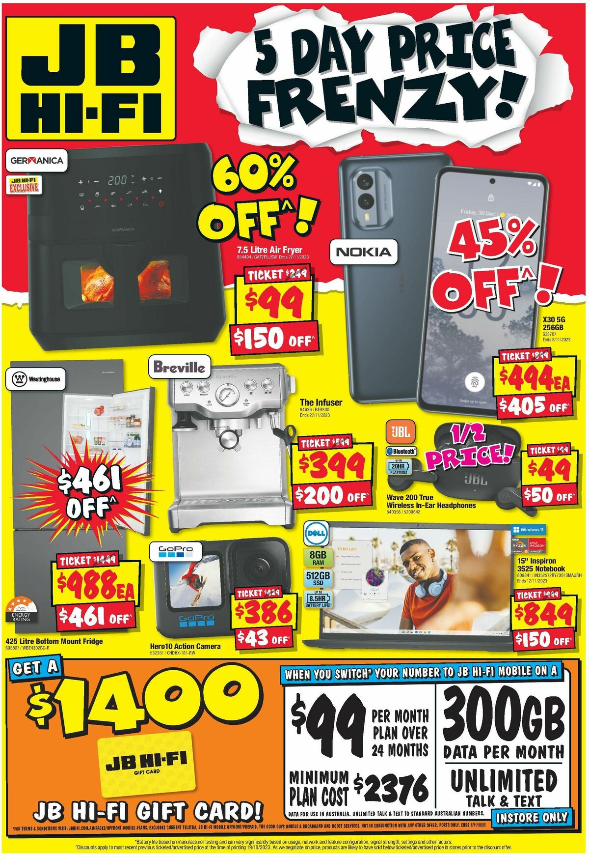 JB Hi-Fi 5 Day Price Frenzy Catalogues from 2 November