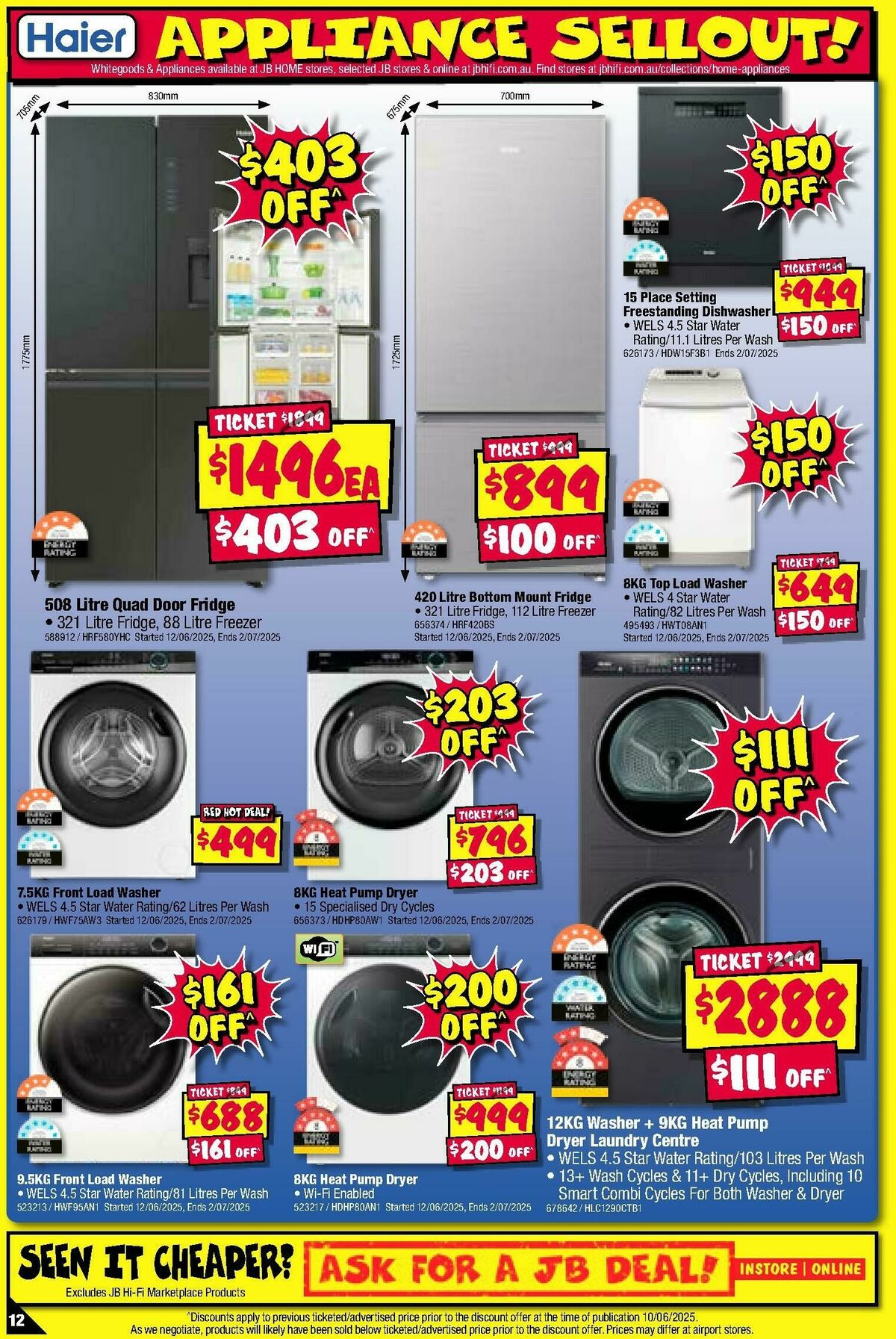JB Hi-Fi Home Appliance Sellout Catalogues from 19 June