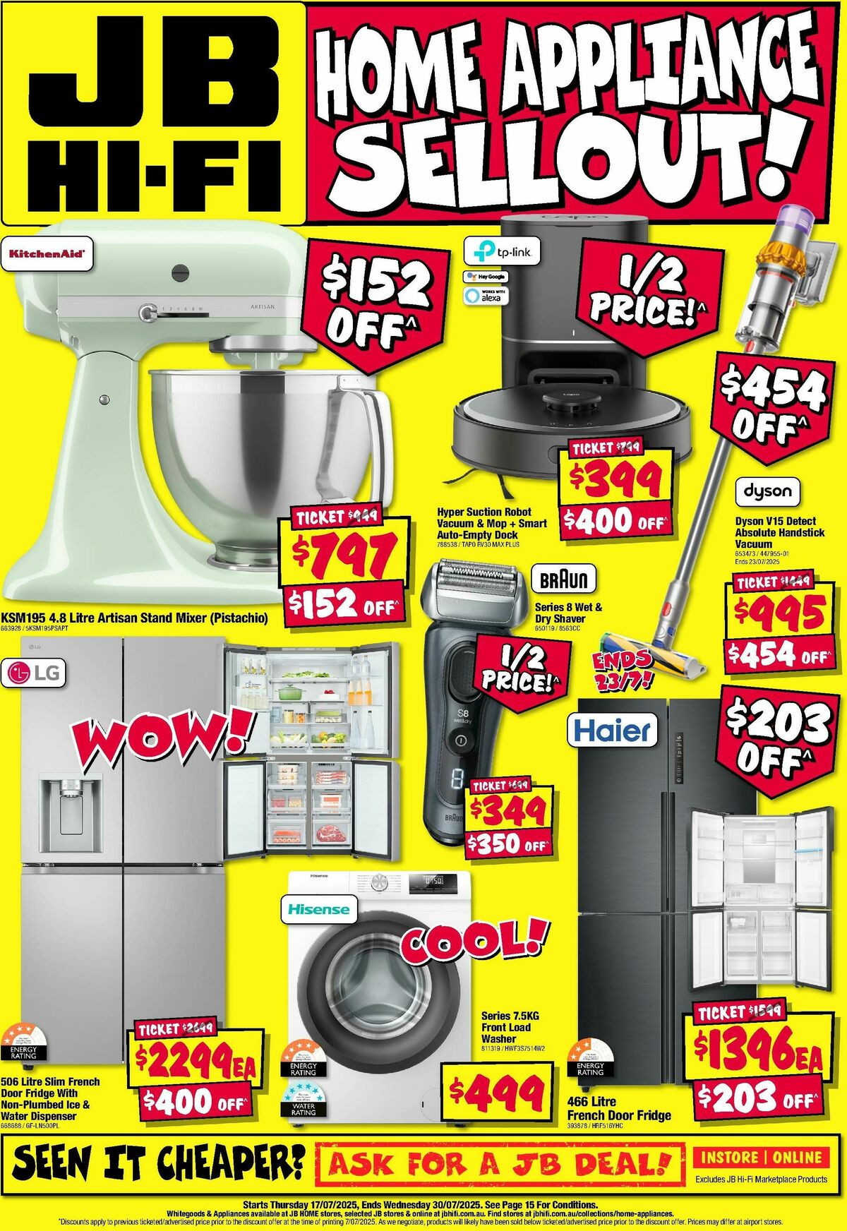 JB Hi-Fi Home Appliance Sellout Catalogues from 17 July