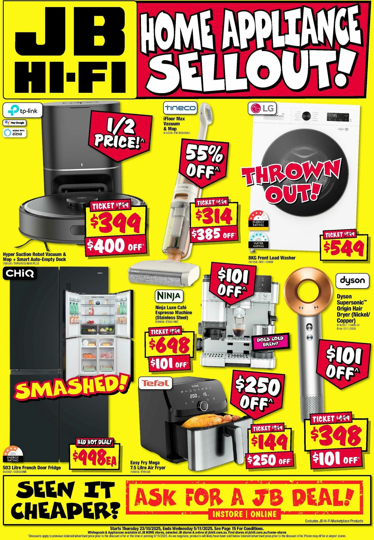 JB Hi-Fi Home Appliance Sellout Catalogues from 23 October