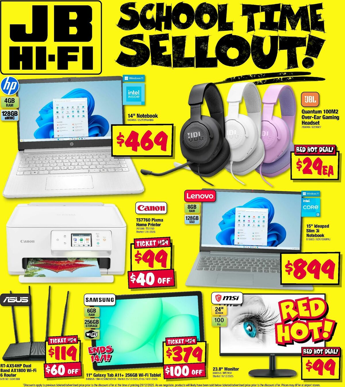 JB Hi-Fi School time sellout on computers! Catalogues from 8 January