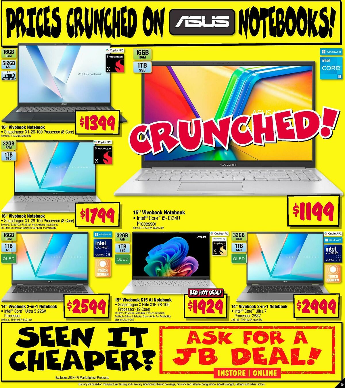 JB Hi-Fi School time sellout on computers! Catalogues from 8 January