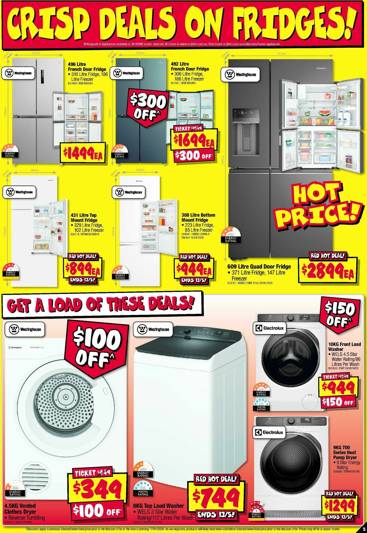 JB Hi-Fi Home Appliance Sellout! Catalogues from 30 April