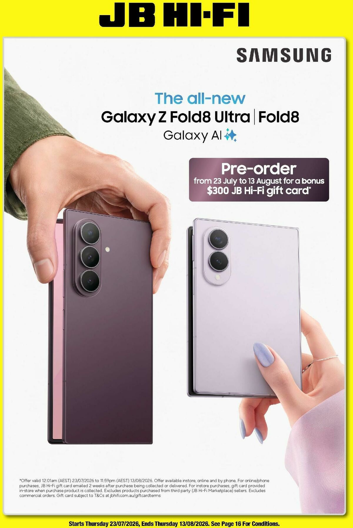 JB Hi-Fi Samsung Z Fold8 & Flip8 Catalogues from 23 July
