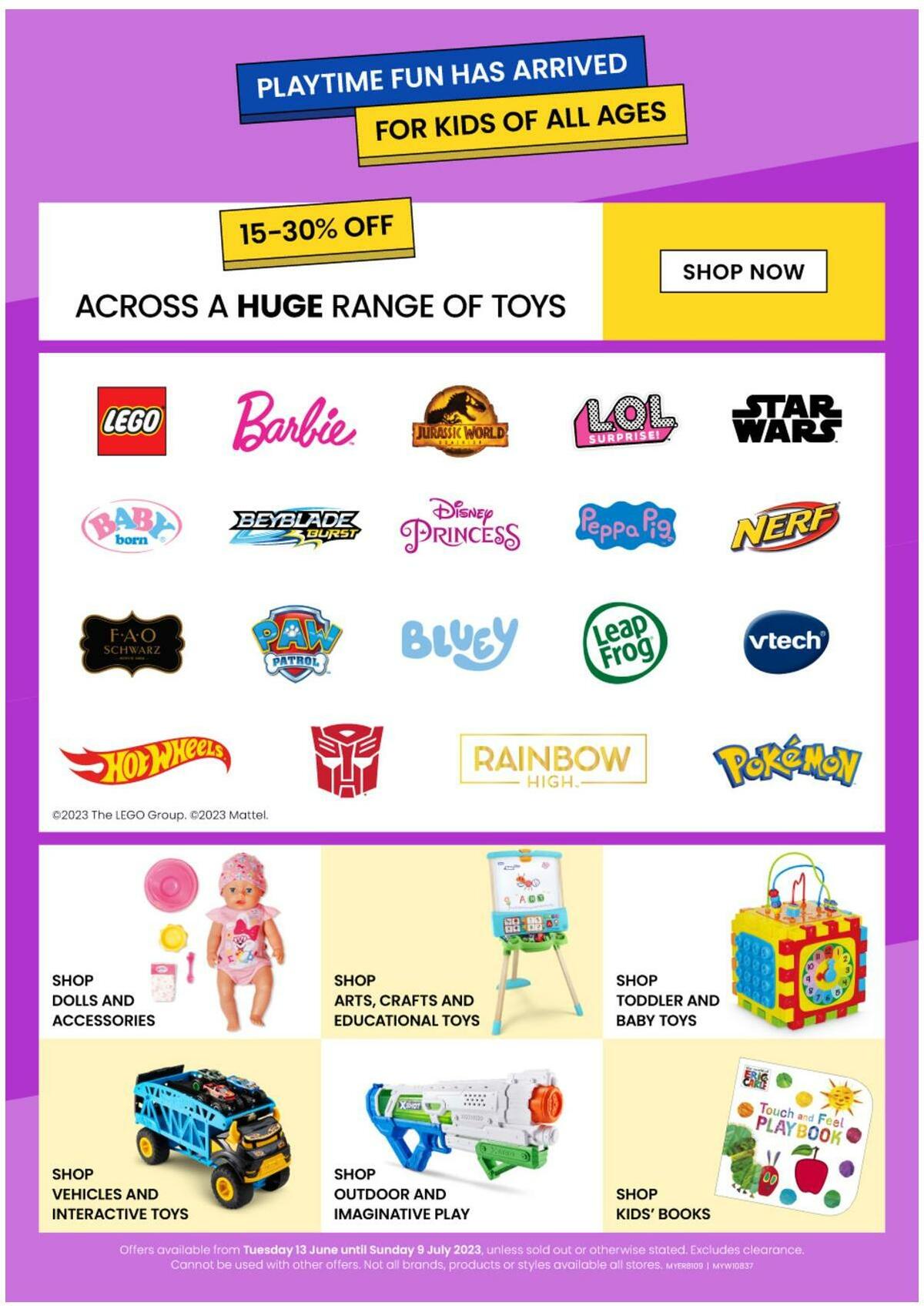 Myer Toy Sale Catalogues from 13 June