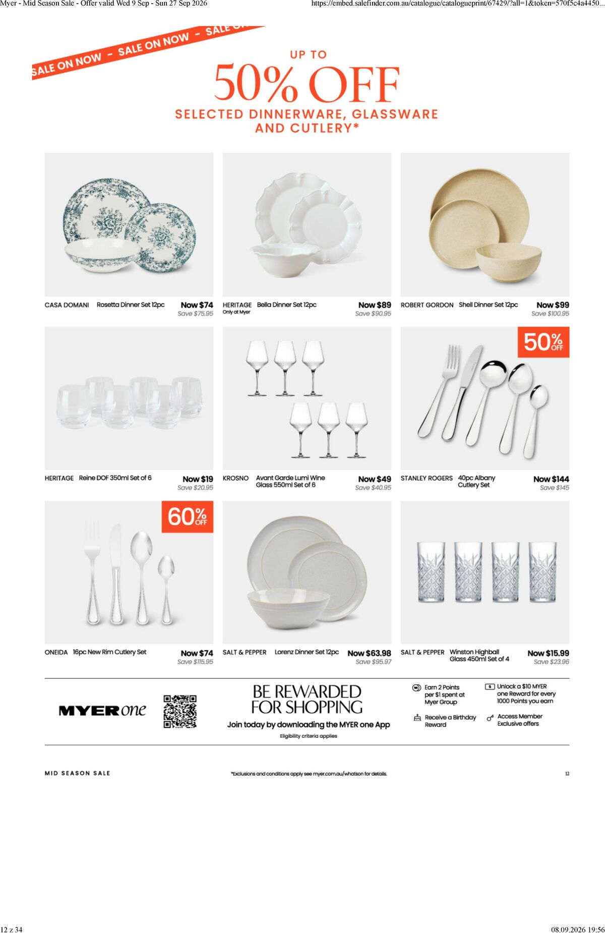 Myer Catalogues from 9 September