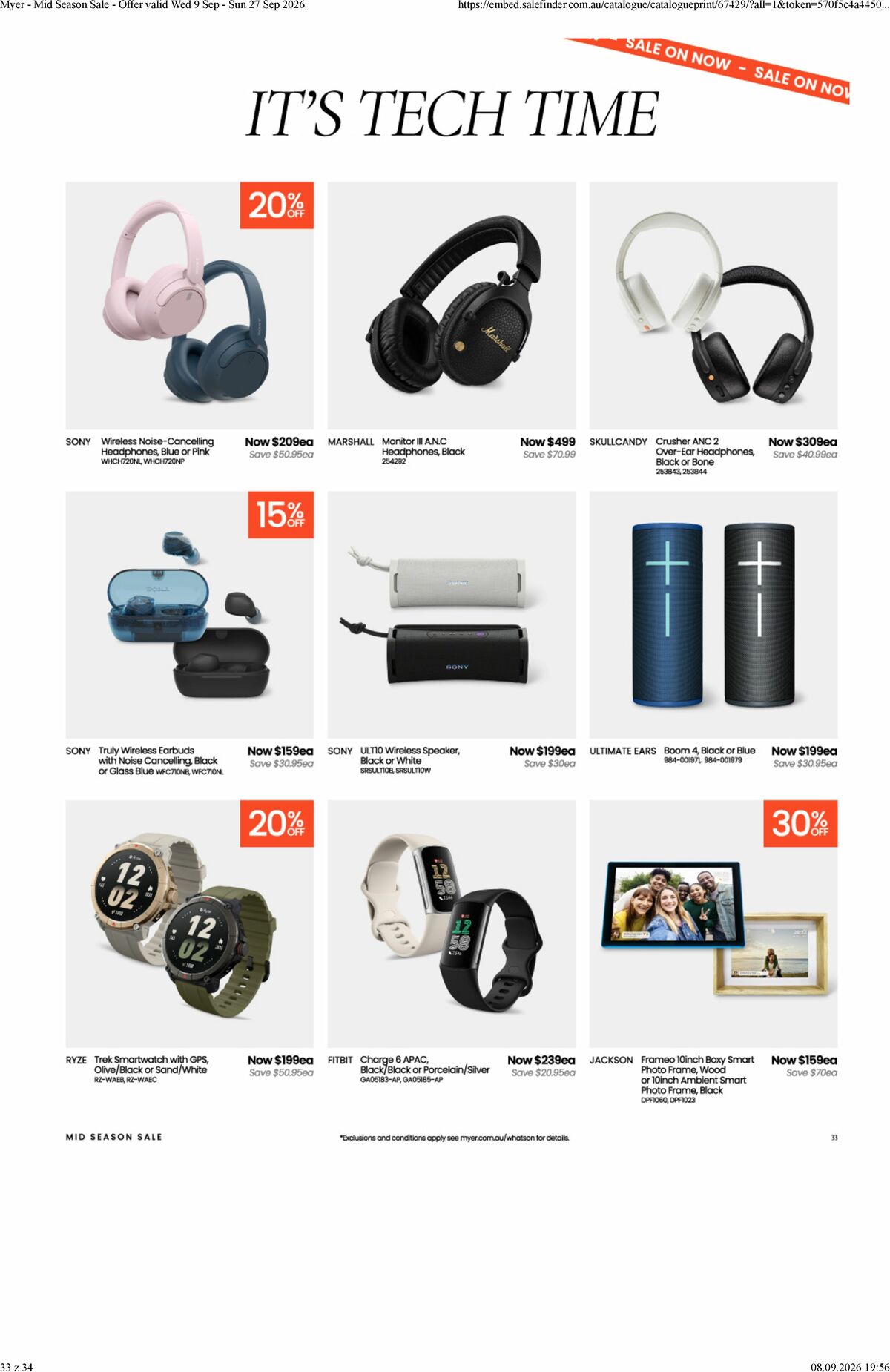 Myer Catalogues from 9 September