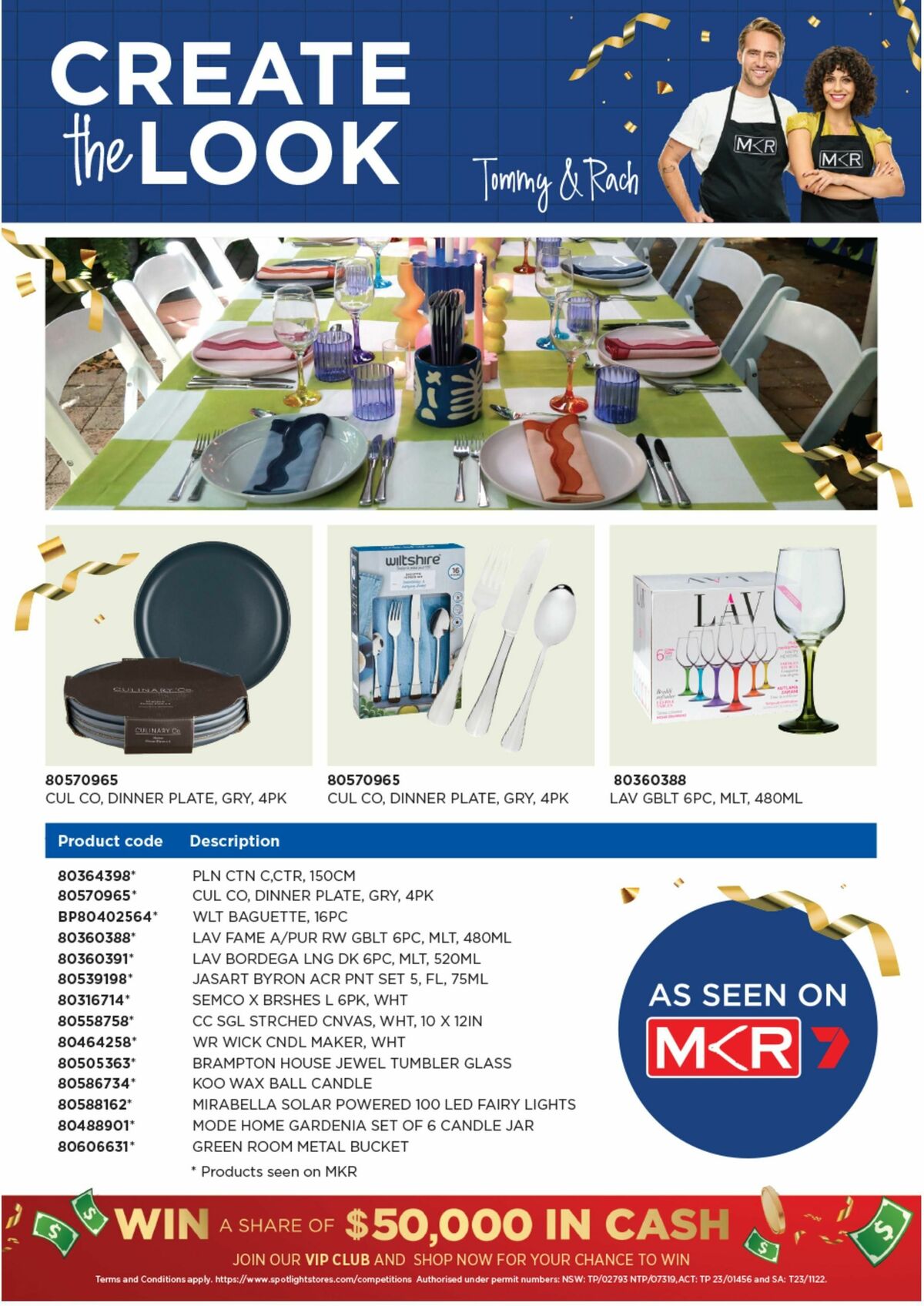 Spotlight Create the Look Tommy & Rach Catalogues from 11 September