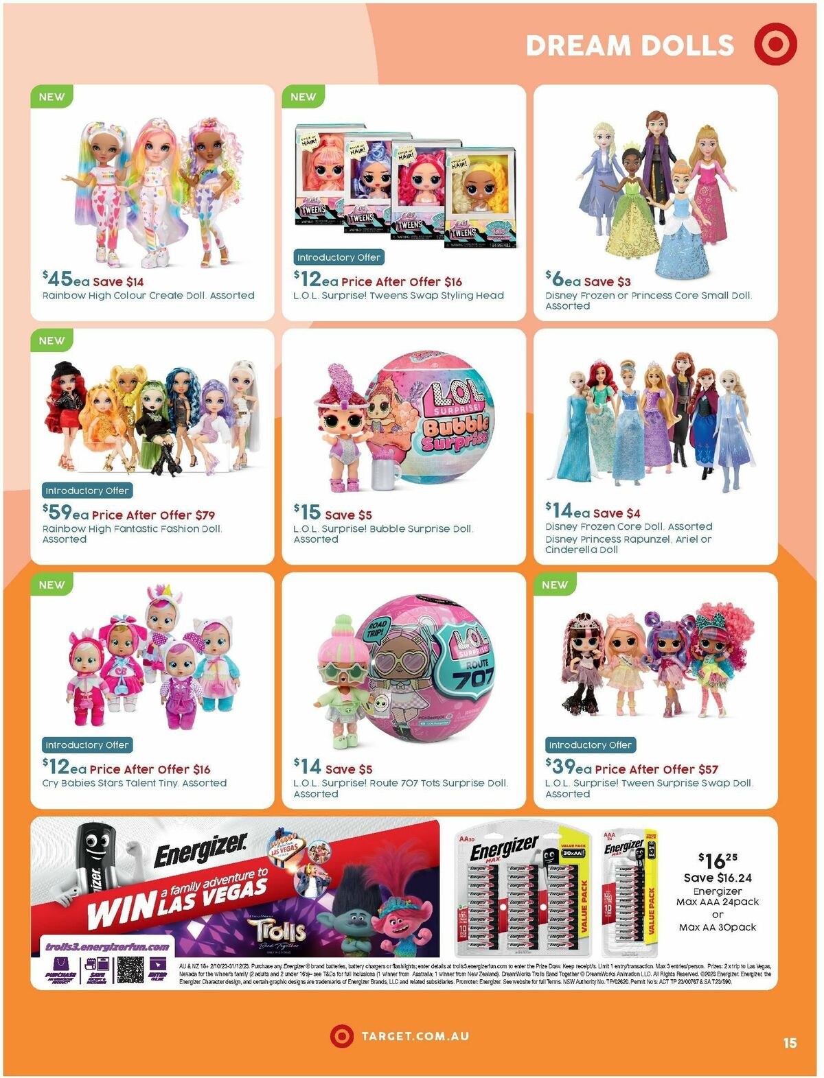 Target Catalogues from 14 September