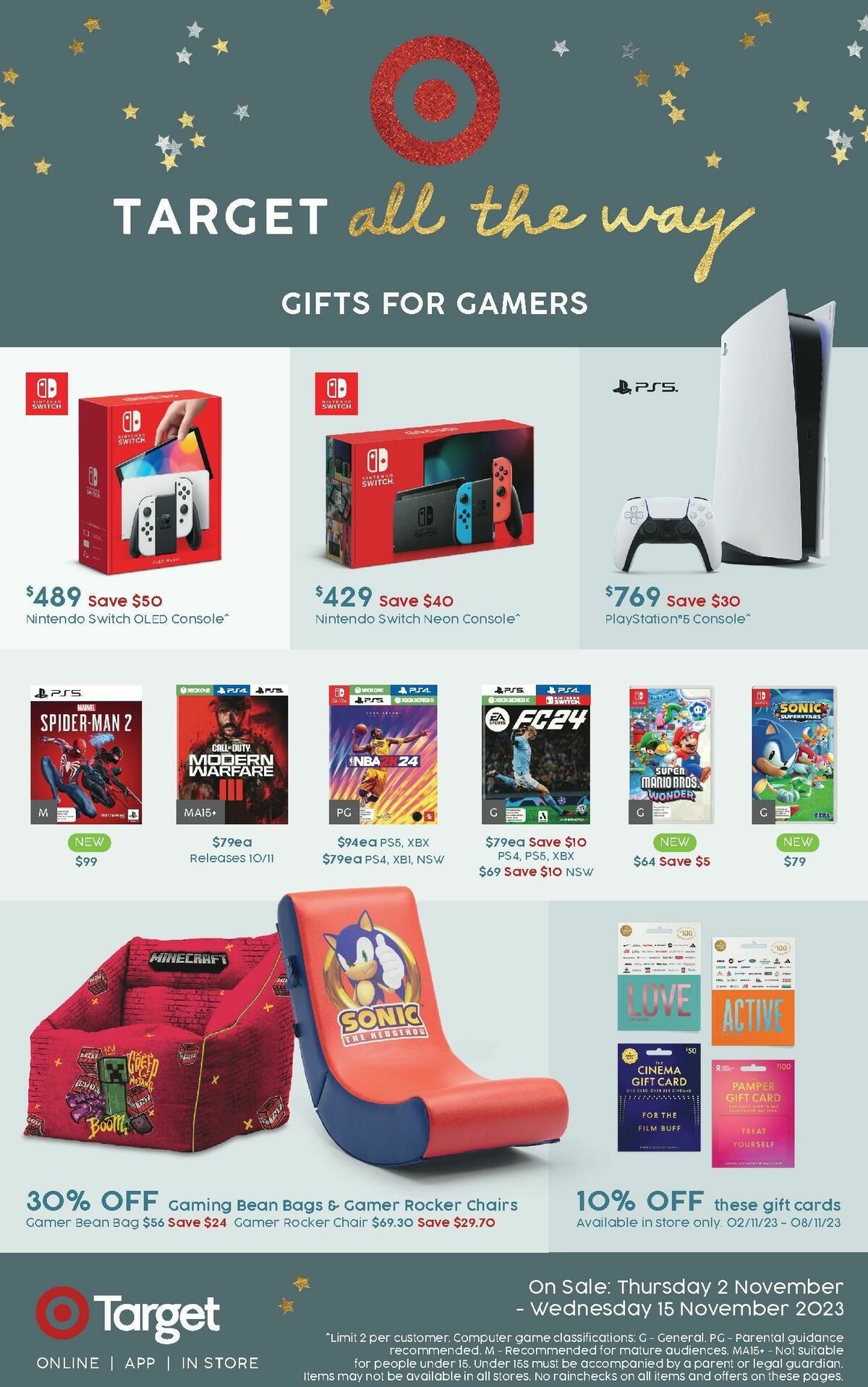 Target Catalogues from 2 November