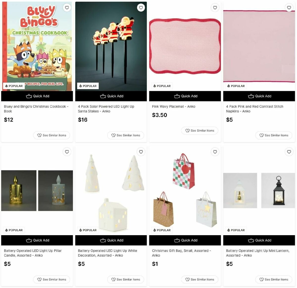 Target Catalogues from 30 November