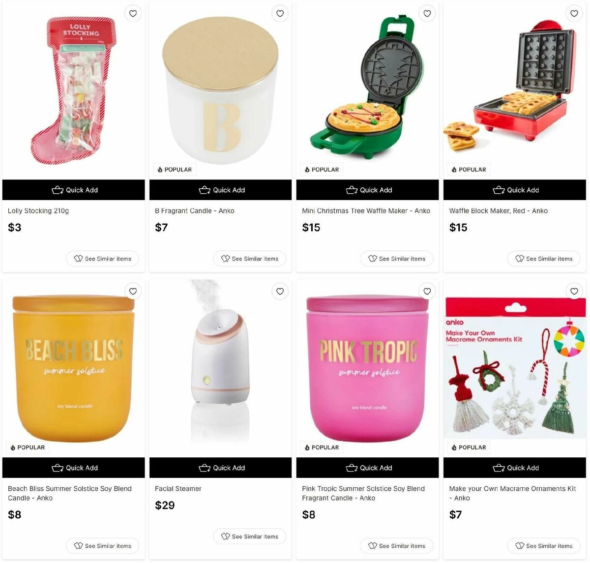Target Catalogues from 9 December