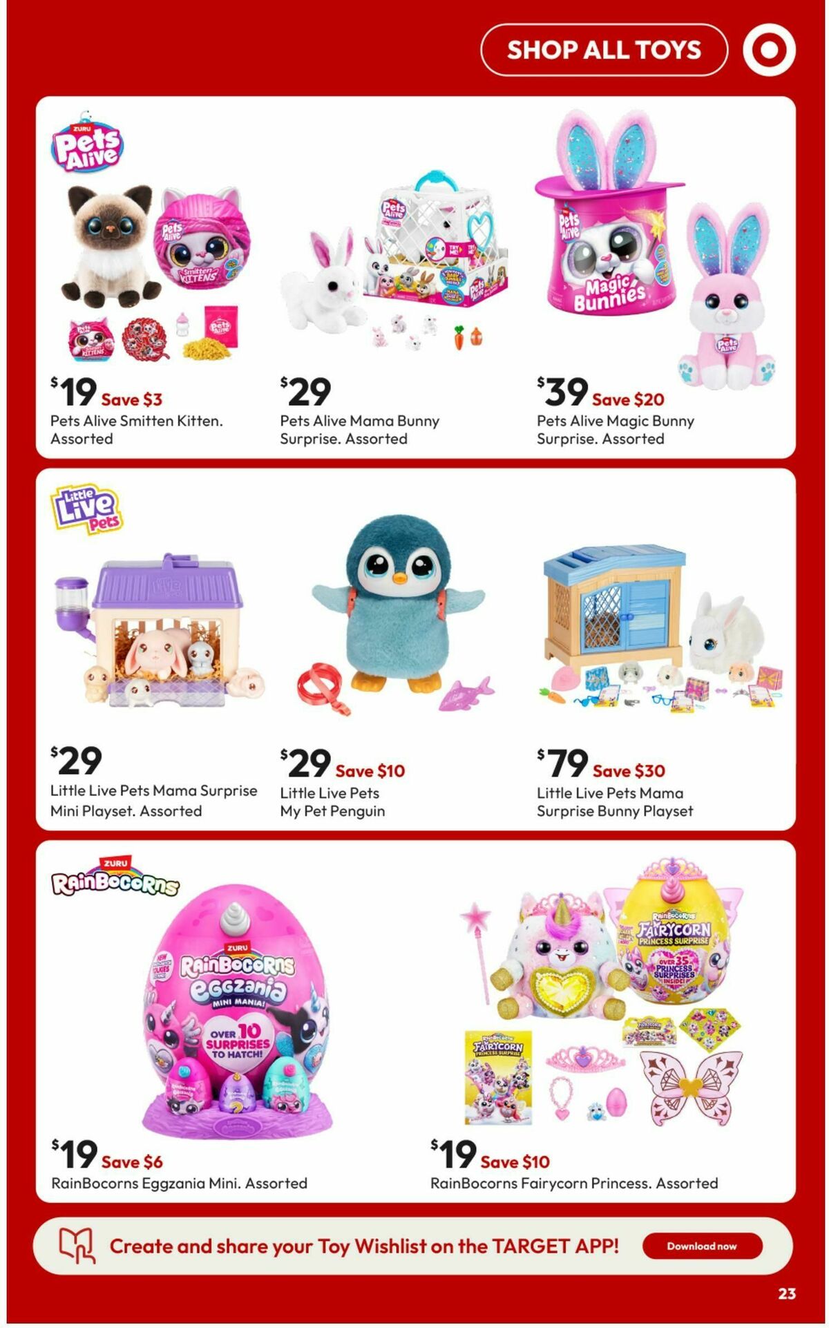 Target Catalogues from 3 April