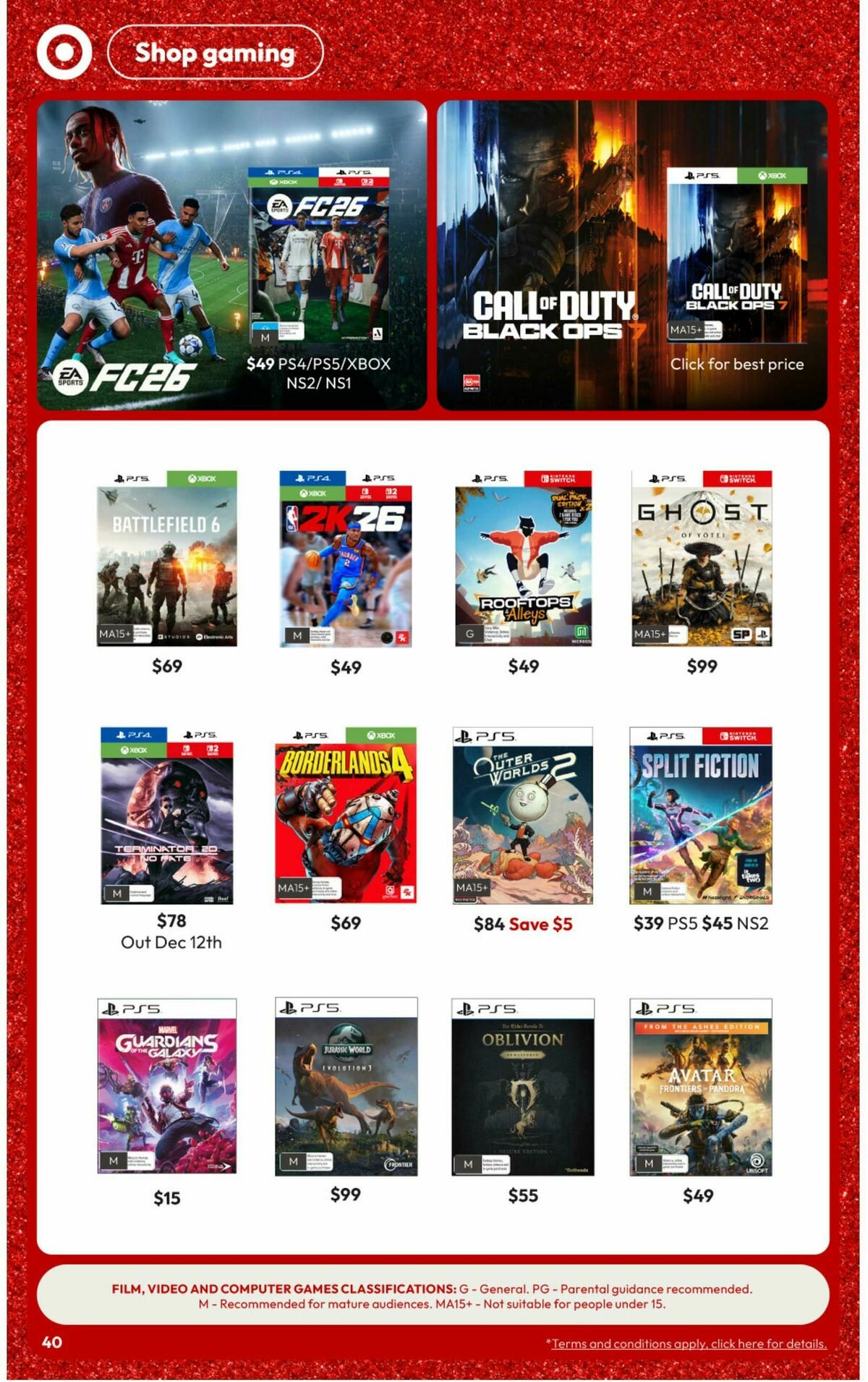 Target Catalogues from 11 December