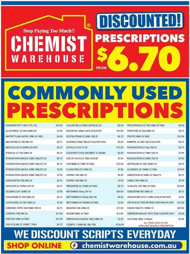 Chemist Warehouse Discounted! Prescriptions